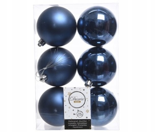 Bombki na choinkę nietłukące zestaw 6szt 8cm granatowe