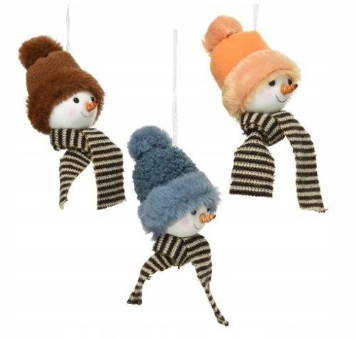 Zawieszka na choinkę głowa bałwana 16cm