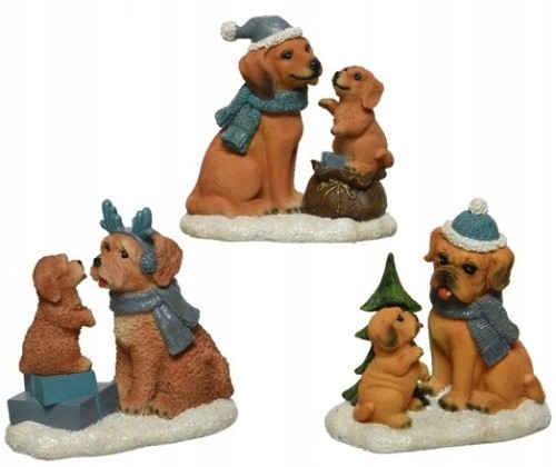 Figurka świąteczna pieski dekoracja 14,5 cm 1 szt