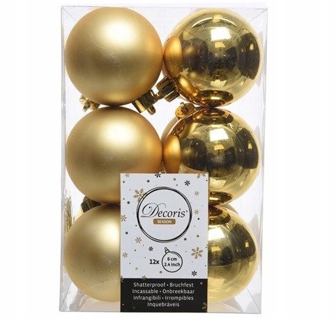 Bombki na choinkę nietłukące zestaw 12szt 6cm złote