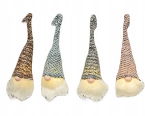 Świecąca figurka głowa Świętego Mikołaja 26 cm