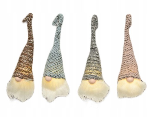 Świecąca figurka głowa Świętego Mikołaja 26 cm