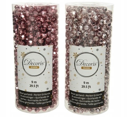 Girlanda na choinkę koraliki 9m różowe 1szt