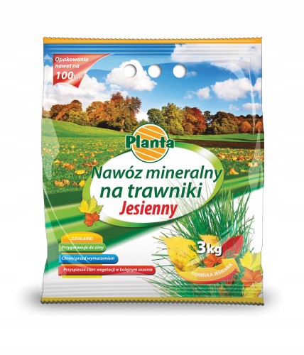 Nawóz jesienny do trawnika mineralny granulat 3 kg