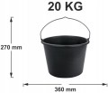Wiadro budowlane gospodarcze plastikowe 20l czarne