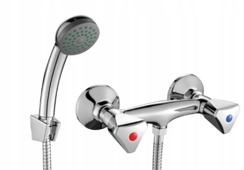 Bateria prysznicowa ścienna z natryskiem Norm chrom