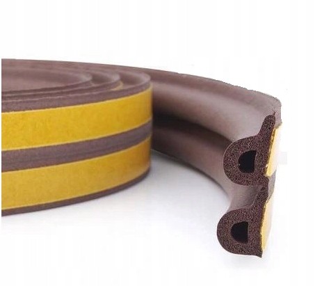 Uszczelka gumowa do okien i drzwi profil P brązowa 2x3 m