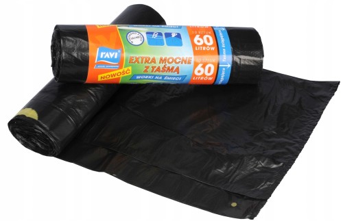 Worki na śmieci Extra mocne z taśmą 10 sztuk 60 l