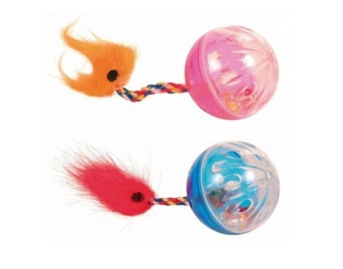 Piłka grzechocząca z piórkiem dla kota Trixie 2 szt