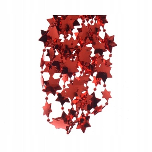 Sznur koralików girlanda na choinkę gwiazdki 2,7 m czerwone