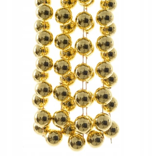 Sznur koralików łańcuch na choinkę 5m złoty