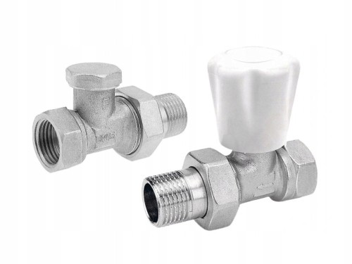 Zestaw grzejnikowy prosty 1/2" białe pokrętło