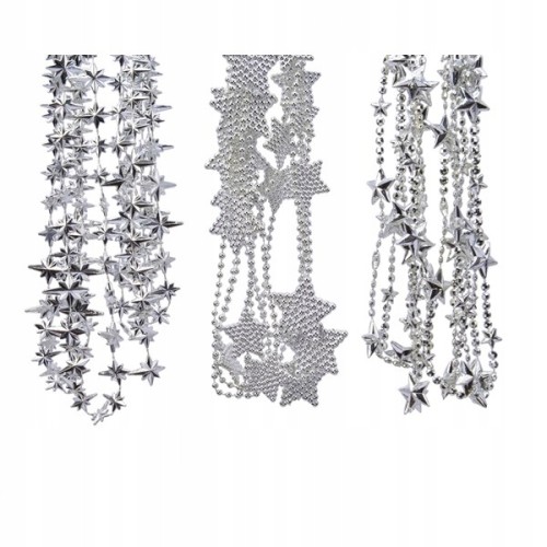 Girlanda na choinkę gwiazdki 2,7m srebrny