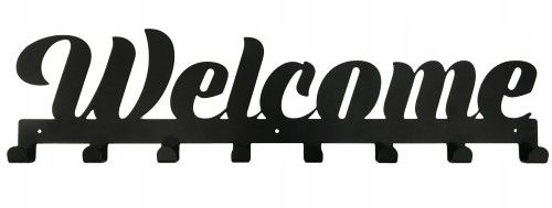 Wieszak na klucze metalowy Welcome 52 cm czarny