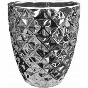 Doniczka ceramiczna glamour 14 cm srebrna