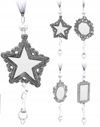 Zawieszka wisząca na choinkę srebrna mix wzorów