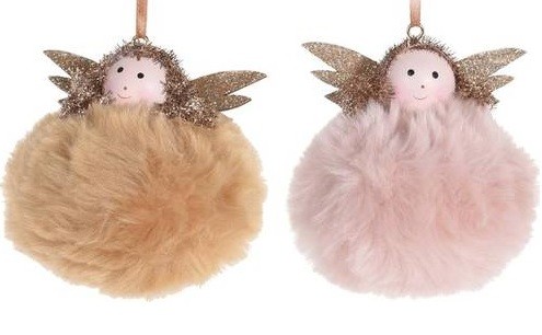 Zawieszka świąteczna na choinkę anioł pluszowy 8 cm