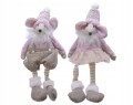 Figurka świąteczna mysz 13x7x33cm różowa