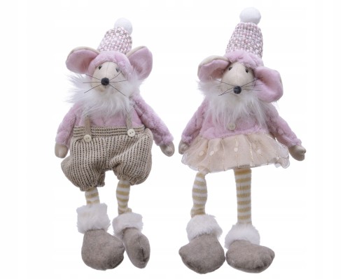 Figurka świąteczna mysz 13x7x33cm różowa