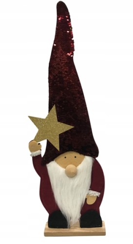 Figurka Świętego Mikołaja z gwiazdą czerwona 63 cm