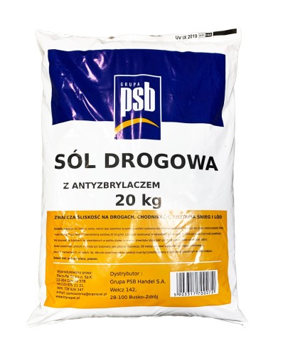 Sól drogowa przeciw gołoledzi z antyzbrylaczem PSB 20 kg