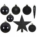 Bombki na choinkę zestaw 33 szt 8 cm mix czarne