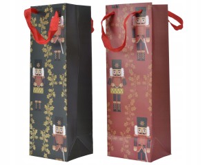 Świąteczna torebka prezentowa na alkohol 10 x 12 x 36 cm