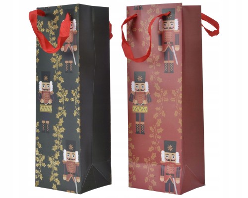 Świąteczna torebka prezentowa na alkohol 10 x 12 x 36 cm