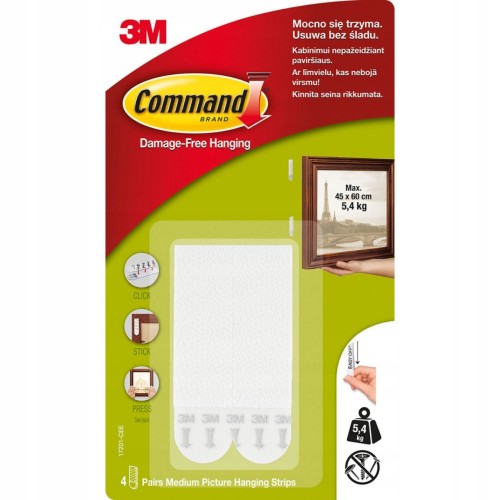 Rzepy do wieszania obrazów i ramek średnie Command