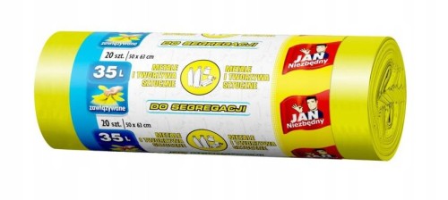 Worki na śmieci żółte do segregacji plastiku 35 l