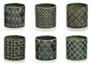 Doniczka ceramiczna ciemna zieleń mix wzorów 13 cm 1 szt