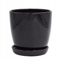 Doniczka ceramiczna z podstawką 13 cm czarna