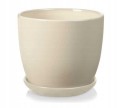 Doniczka ceramiczna z podstawką 15 cm kremowa