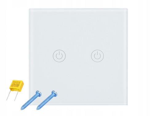 Włącznik światła dotykowy podwójny biały