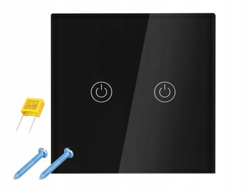 Włącznik światła dotykowy podwójny czarny