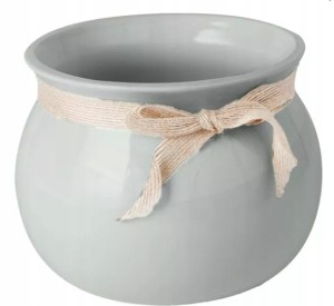 Doniczka ceramiczna ze wstążką szara 16 cm