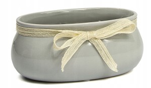 Osłonka ceramiczna szara z wstążką 18 cm