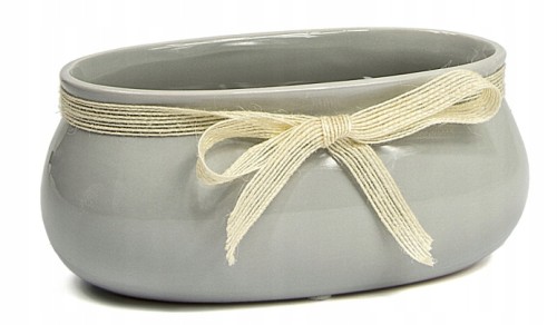 Osłonka ceramiczna szara z wstążką 18 cm