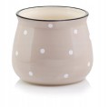 Doniczka ceramiczna w kropki 10 cm kremowa