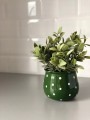 Doniczka ceramiczna w kropki 13 cm zielona