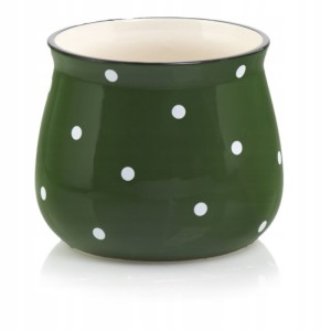 Doniczka ceramiczna w kropki 10 cm zielona