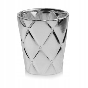 Doniczka ceramiczna glamour cyrkonie 15 cm srebrna