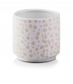 Doniczka ceramiczna cylinder w kropki 13 cm biała