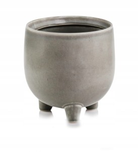Doniczka ceramiczna na nóżkach 14 cm oliwkowa