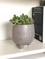Doniczka ceramiczna na nóżkach 13 cm szara