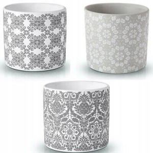 Doniczka ceramiczna mix wzorów 12,5 cm szara