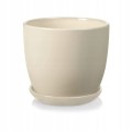 Doniczka ceramiczna z podstawką 13 cm kremowa
