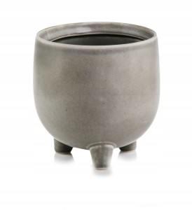 Doniczka ceramiczna na nóżkach 12 cm oliwkowa