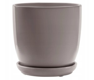 Doniczka ceramiczna z podstawką 13 cm beżowa