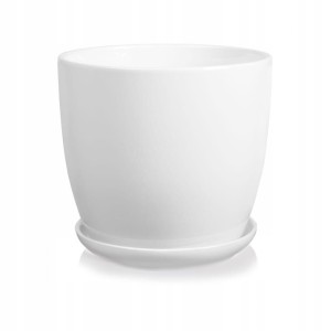 Doniczka ceramiczna z podstawką 13,5 cm biała